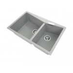 Carysil Concrete Grey Double Bowl Granite Kitchen Sink Top/Flush Mount 800 x 500 x 220mm 